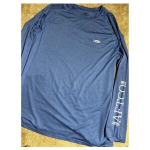 AFTCO American Fishing Tackle Blue LONG SLEEVE SHIRT 2XL Stretch Performance